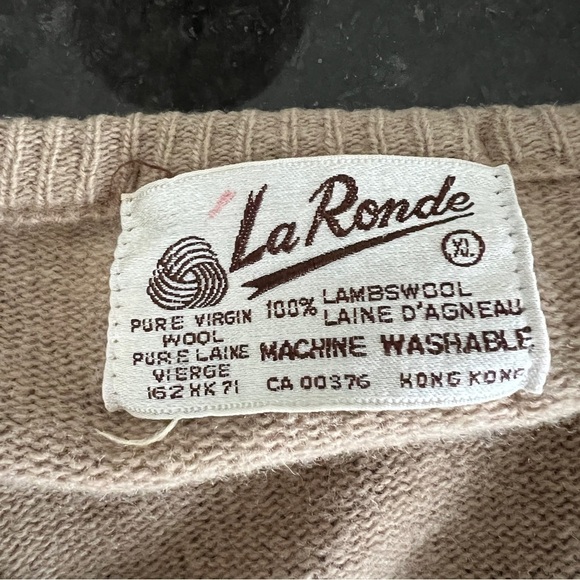 Vintage Camel Neutral Earthy Toned Lambswool Oversized Pullover Sweater Size XL - Picture 5 of 7